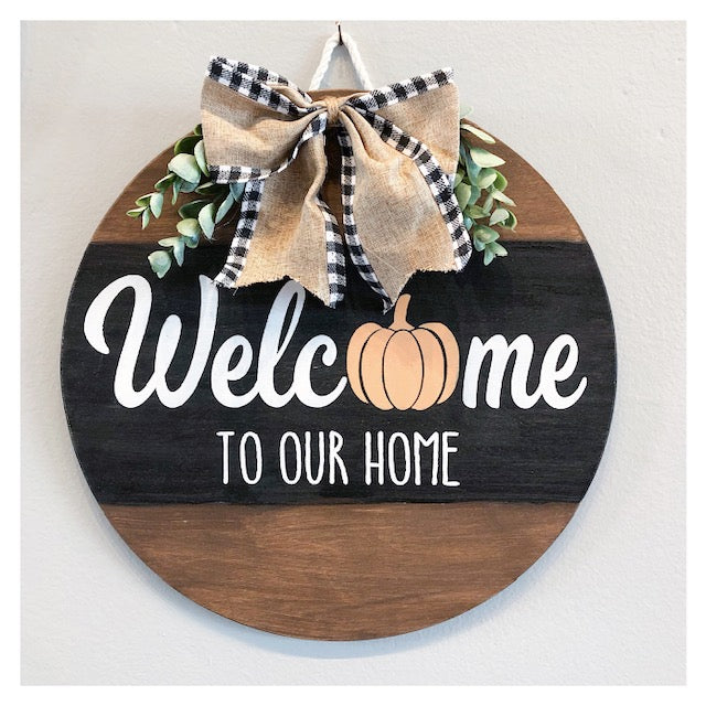 Welcome To Our Home Pumpkin Doorhanger