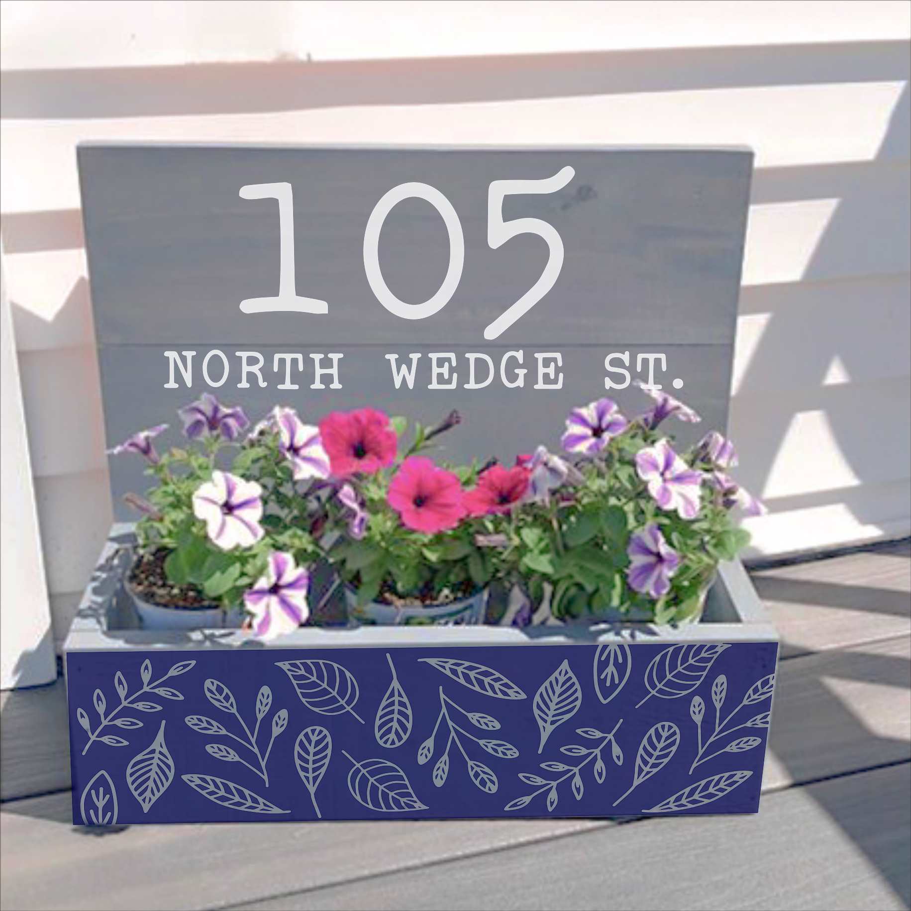 Leaf House Number Horizontal House Planter