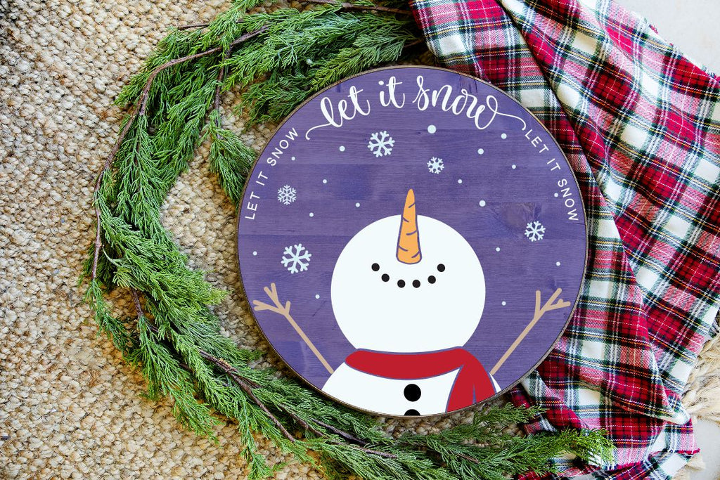 Let It Snow Snowman Round