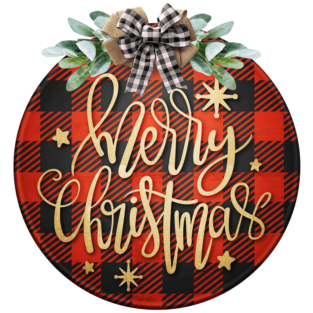 Merry Christmas Plaid 3D Doorhanger