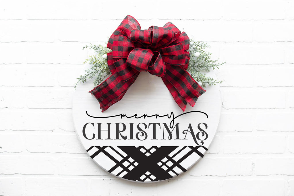 Merry Christmas Plaid Doorhanger