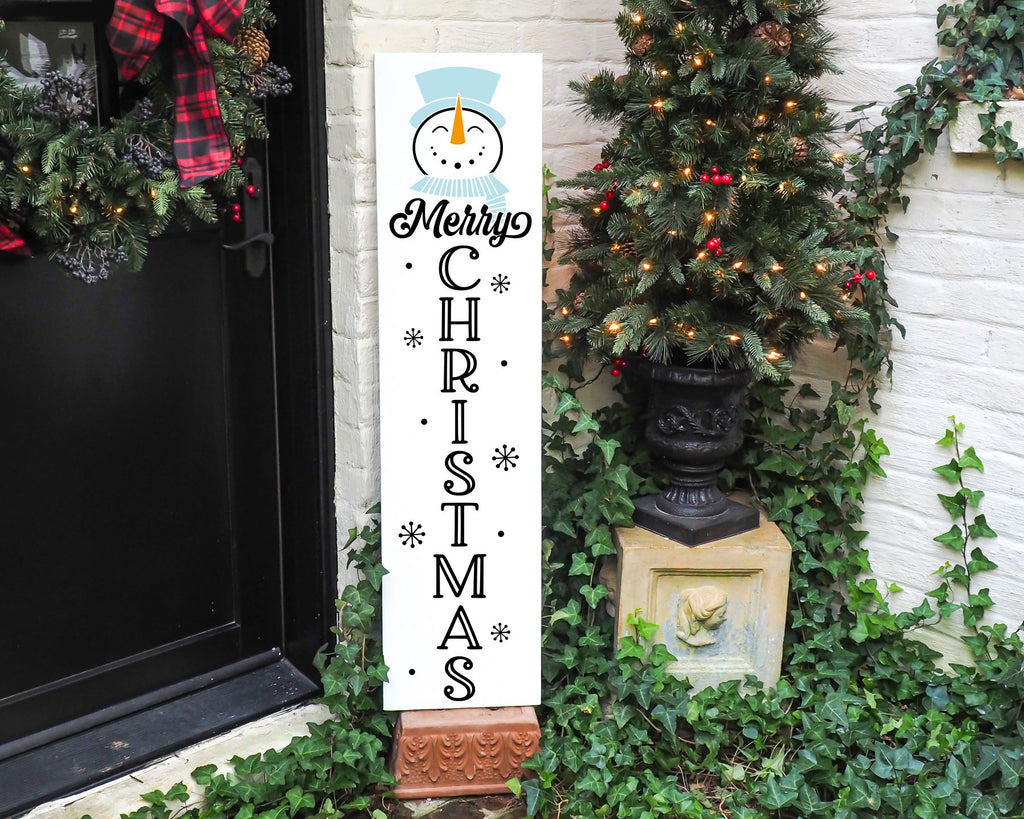 Merry Christmas Snowman Porch Plank