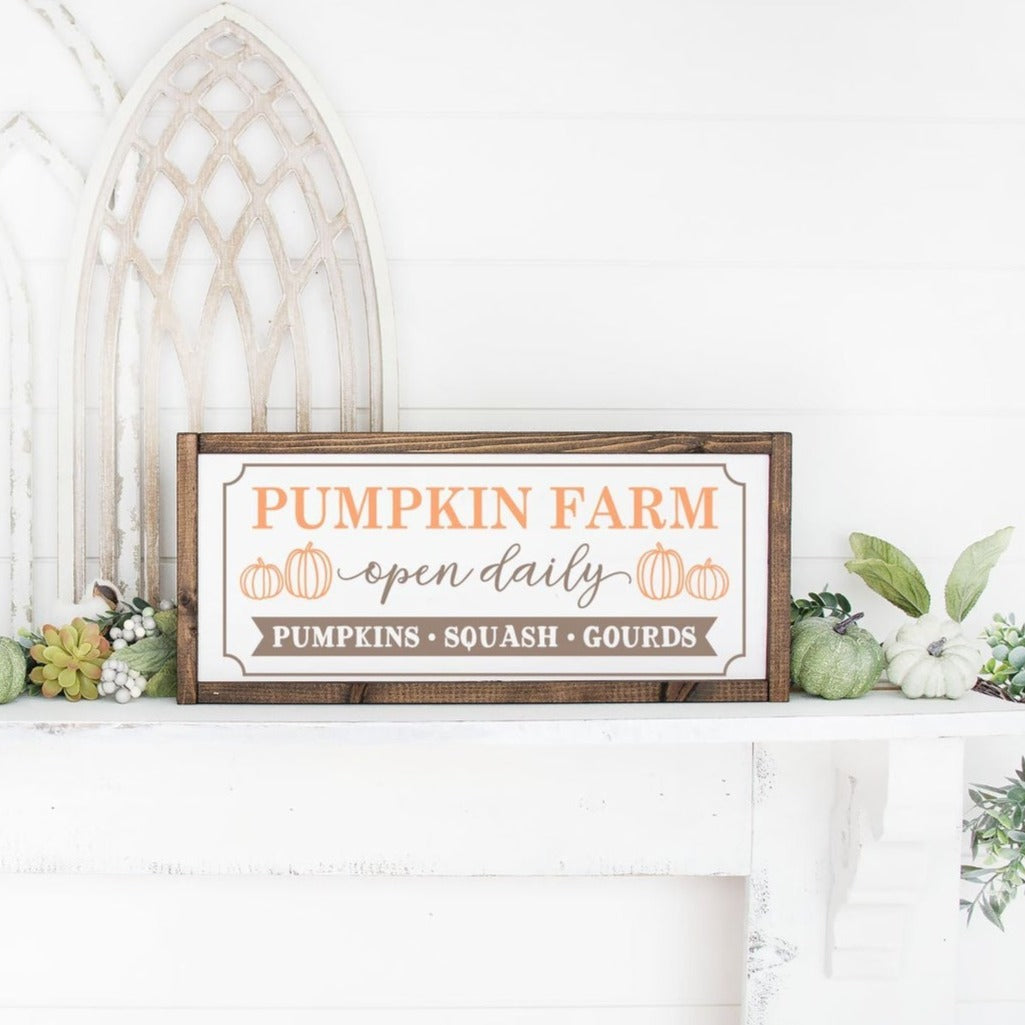 Pumpkin Farm Open Daily Framed Sign