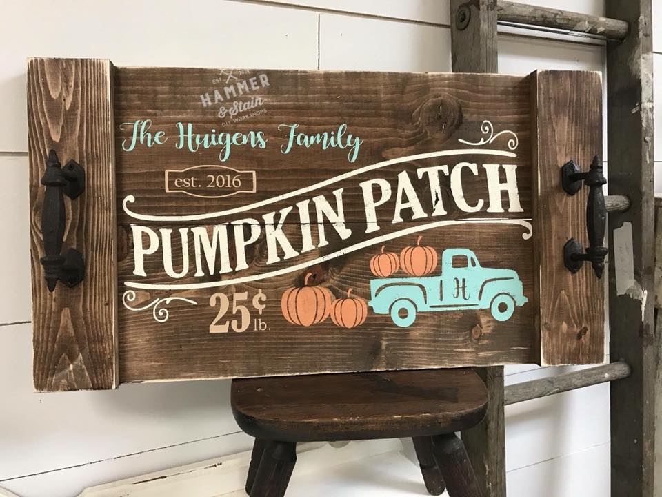 Pumpkin Patch Family Name Farmhouse Tray