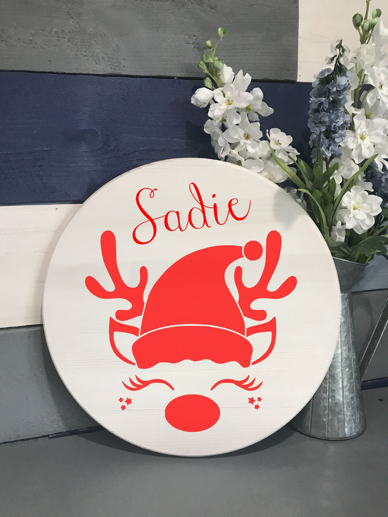 Reindeer w/Name Round