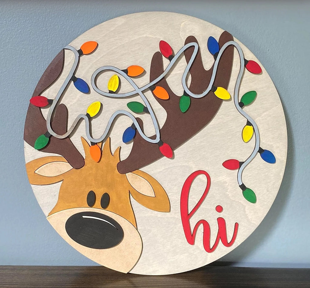 Reindeer 3D Round Sign