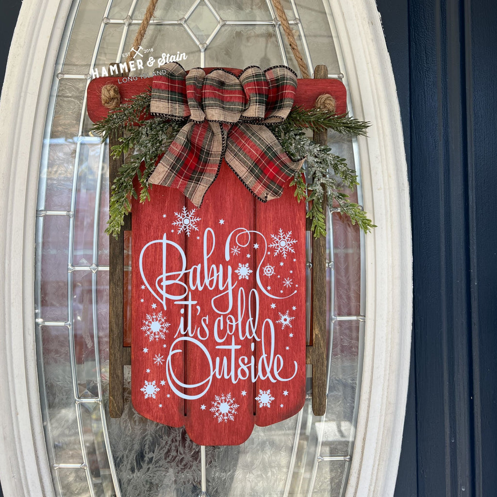 Baby It's Cold Outside Sled Doorhanger