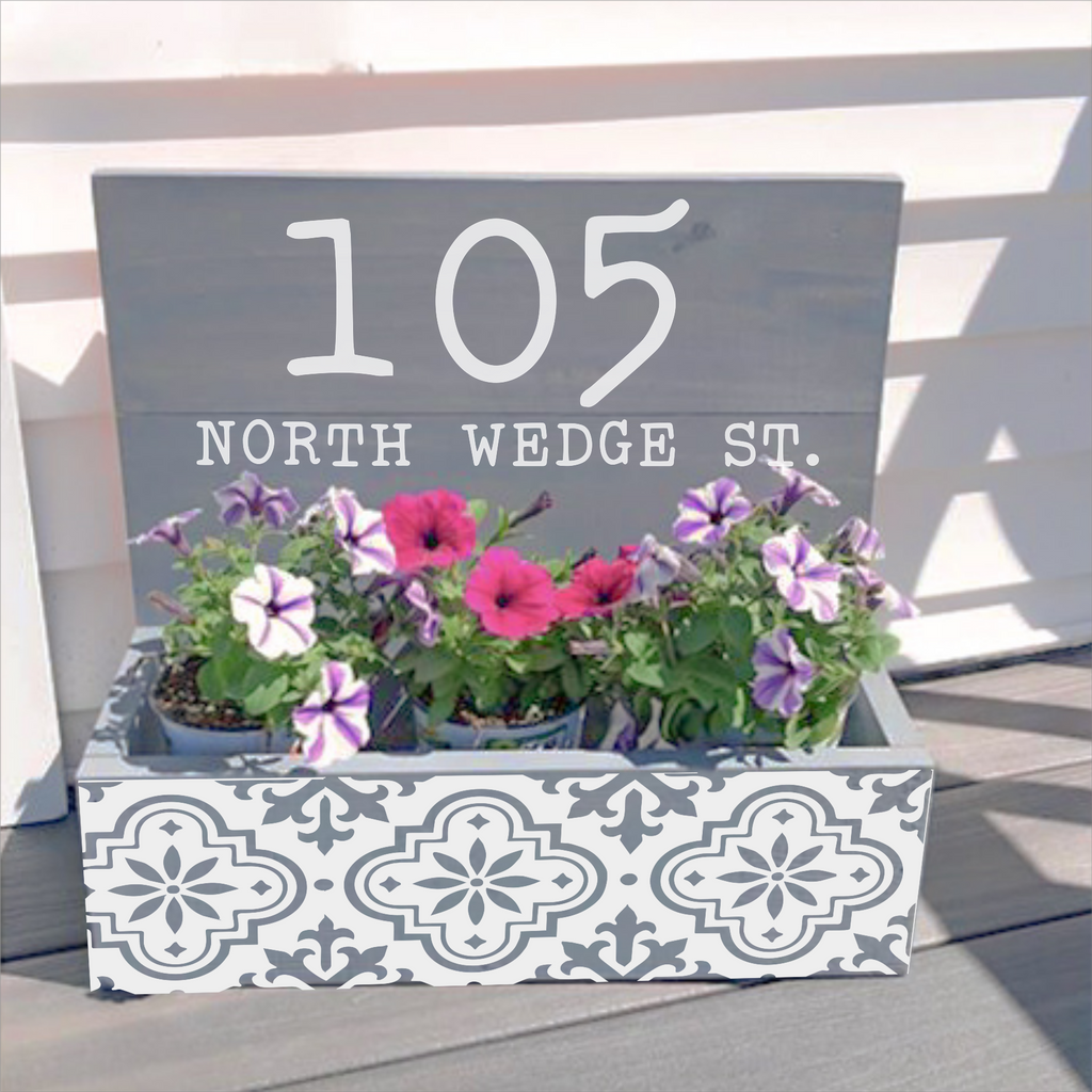 Trefoil Pattern House Number Horizontal House Planter