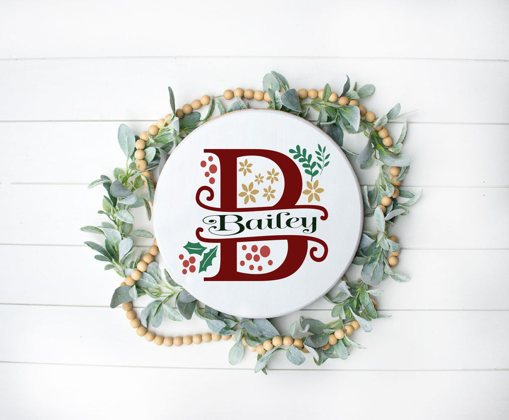 Holly Monogram Round