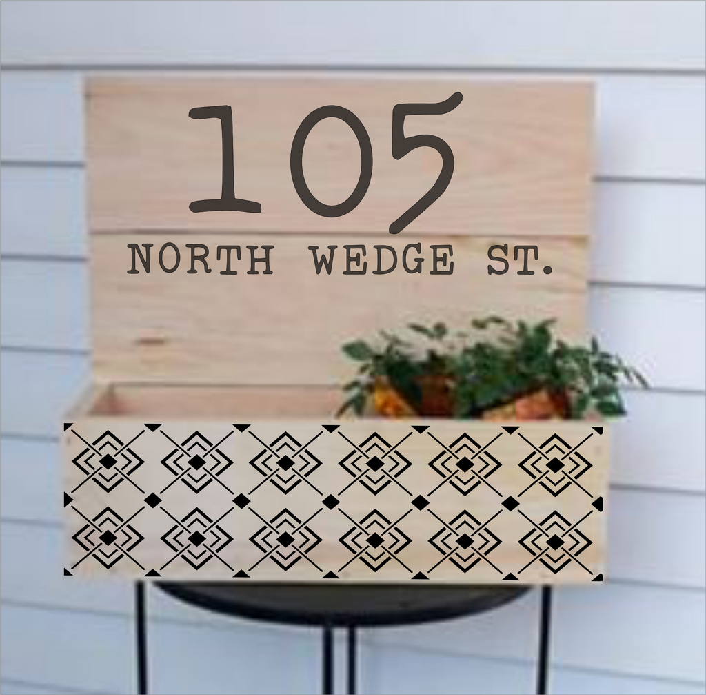 Square & Line Pattern House Number Horizontal House Planter