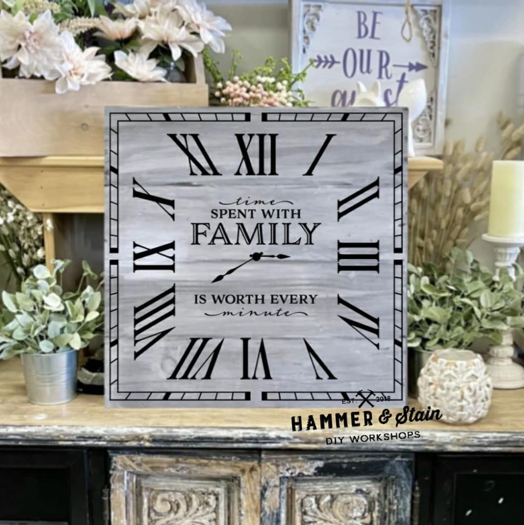 Time Spent With Family Square Clock