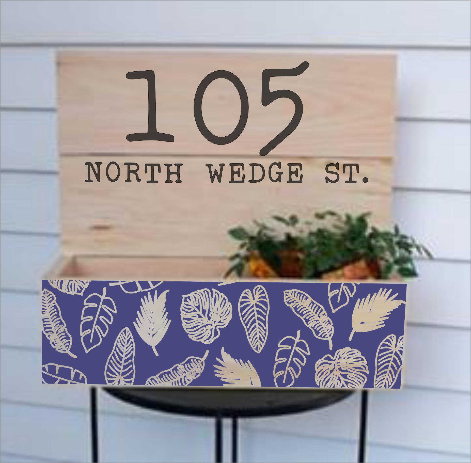 planter house number Tropical Leaf Pattern House Number Horizontal House Planter – Hammer & Stain Long Island