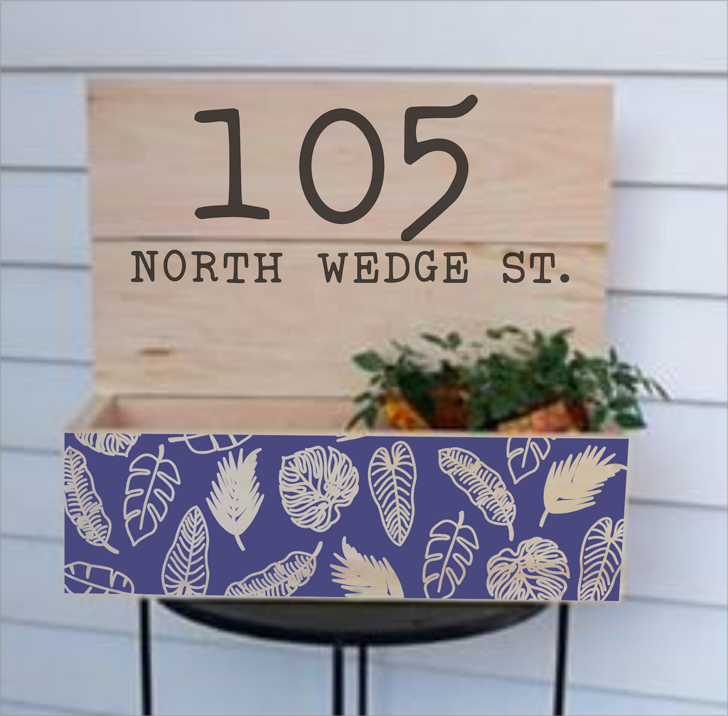 Tropical Leaf Pattern House Number Horizontal House Planter