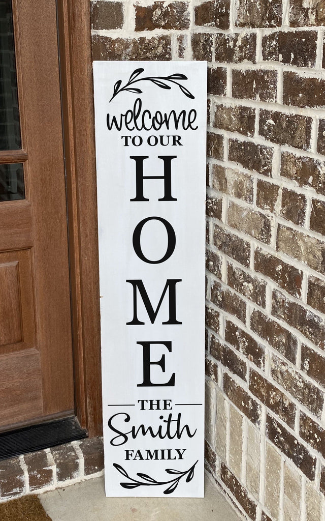 Welcome To Our Home w/Family Name Porch Plank