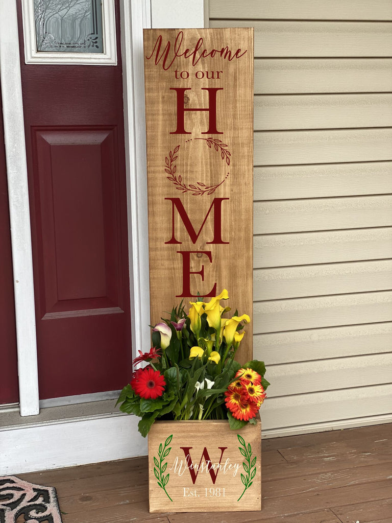 Welcome To Our Home Monogram Home Porch Plank Planter