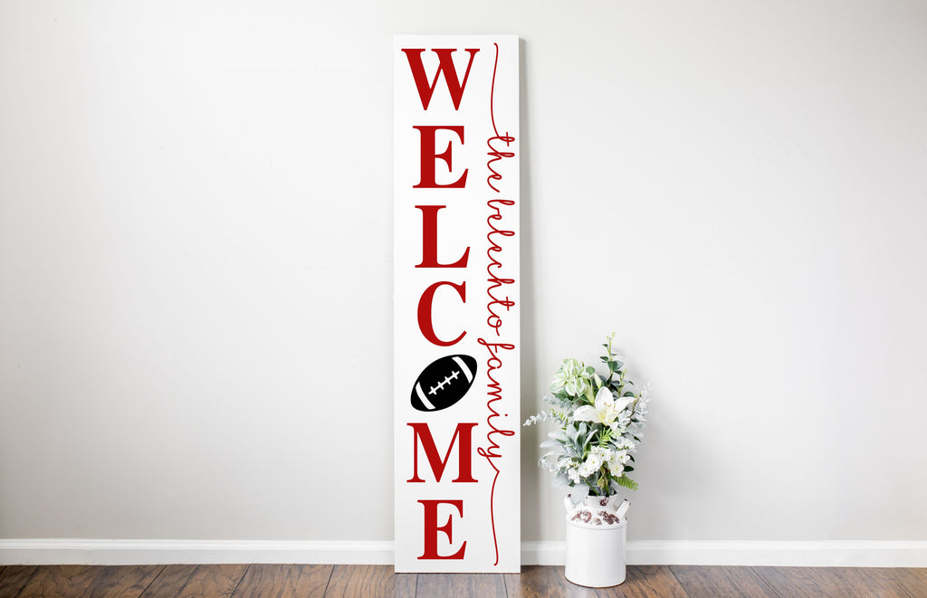 Welcome w/Football Porch Plank