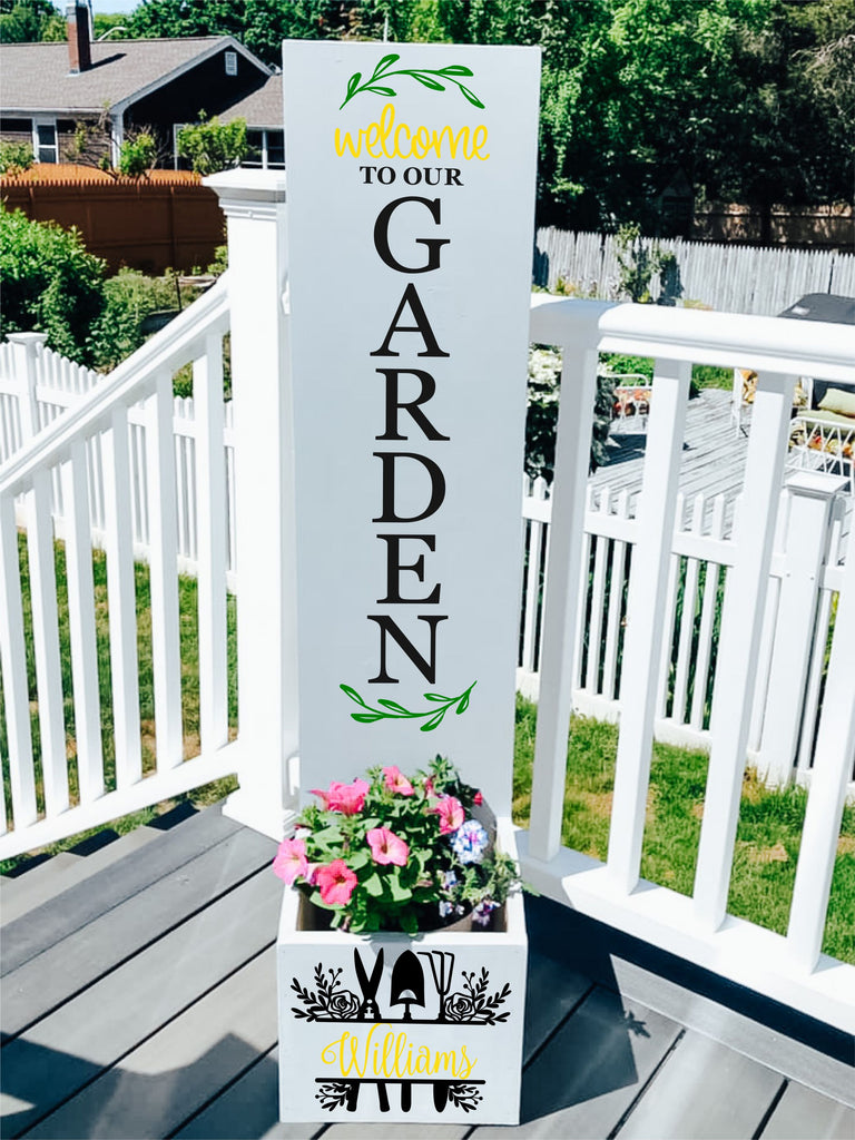 Welcome To Our Garden Porch Plank Planter