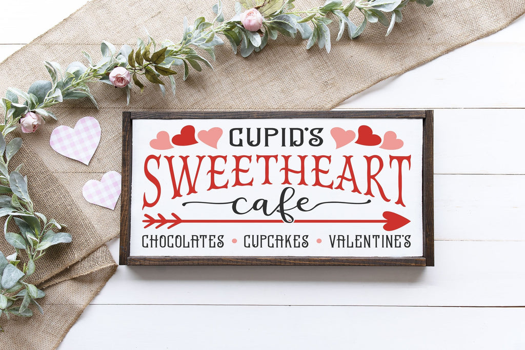 Cupid's Sweetheart Cafe Framed Sign