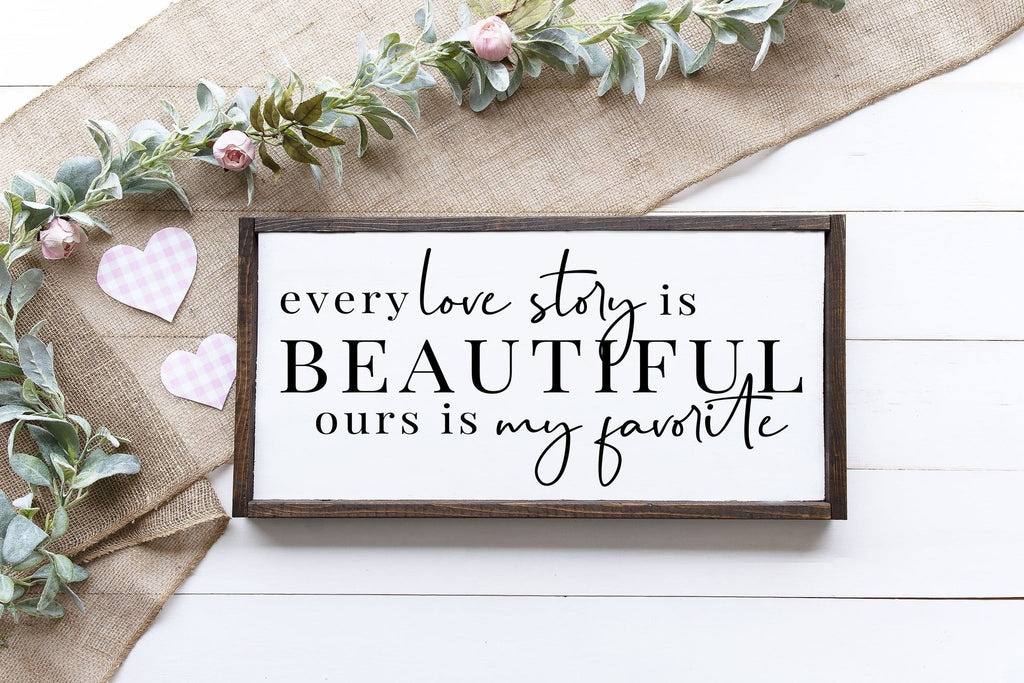 Every Love Story Is Beautiful Framed Sign