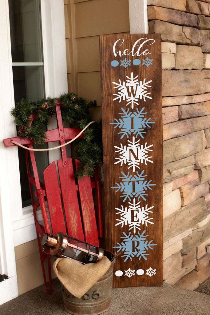 Hello Winter Porch Plank