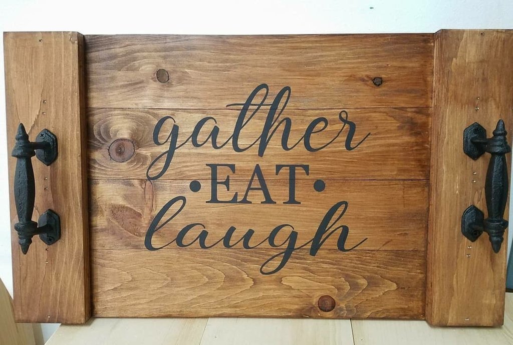 Gather Eat Laugh Farmhouse Tray