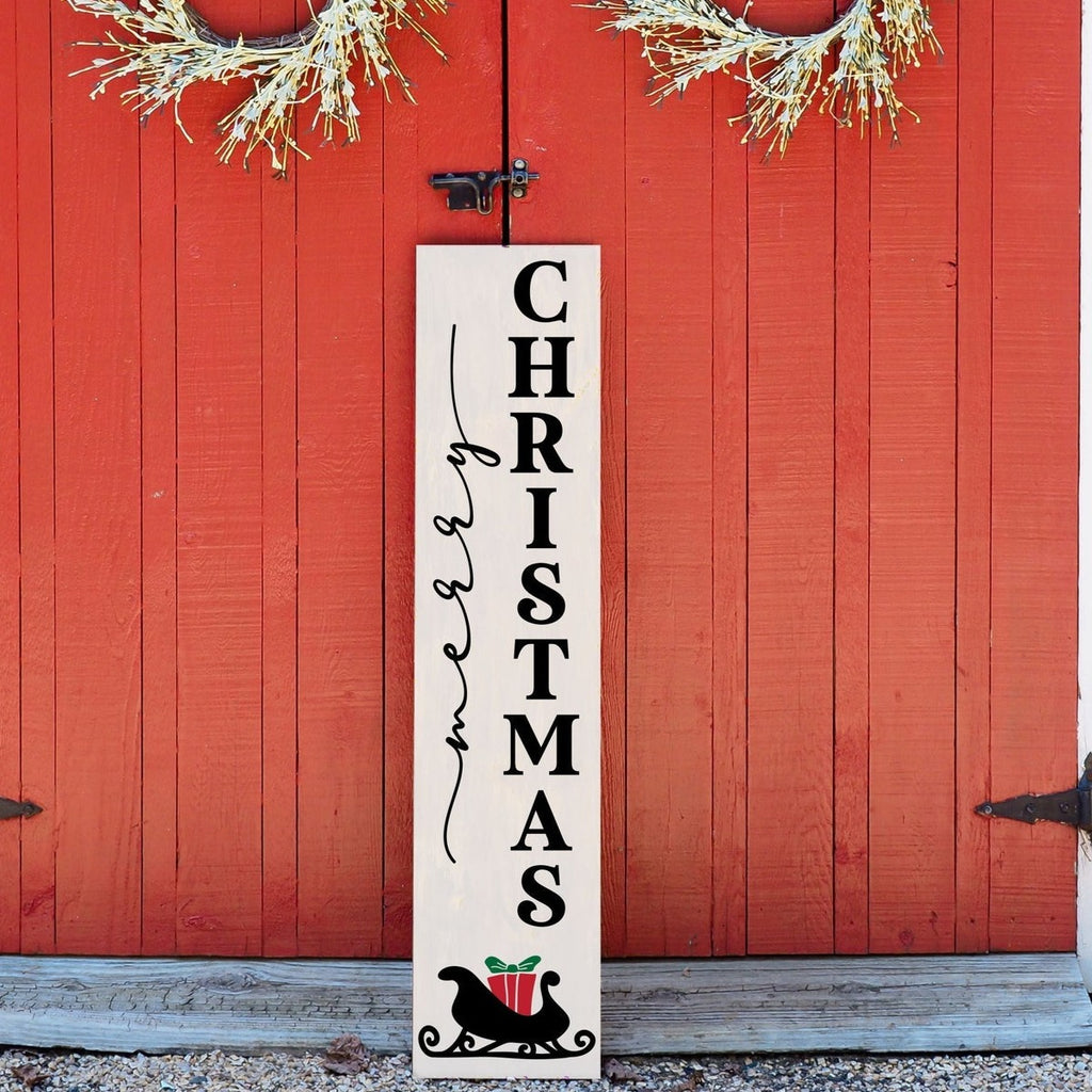 Merry Christmas Sleigh Porch Plank