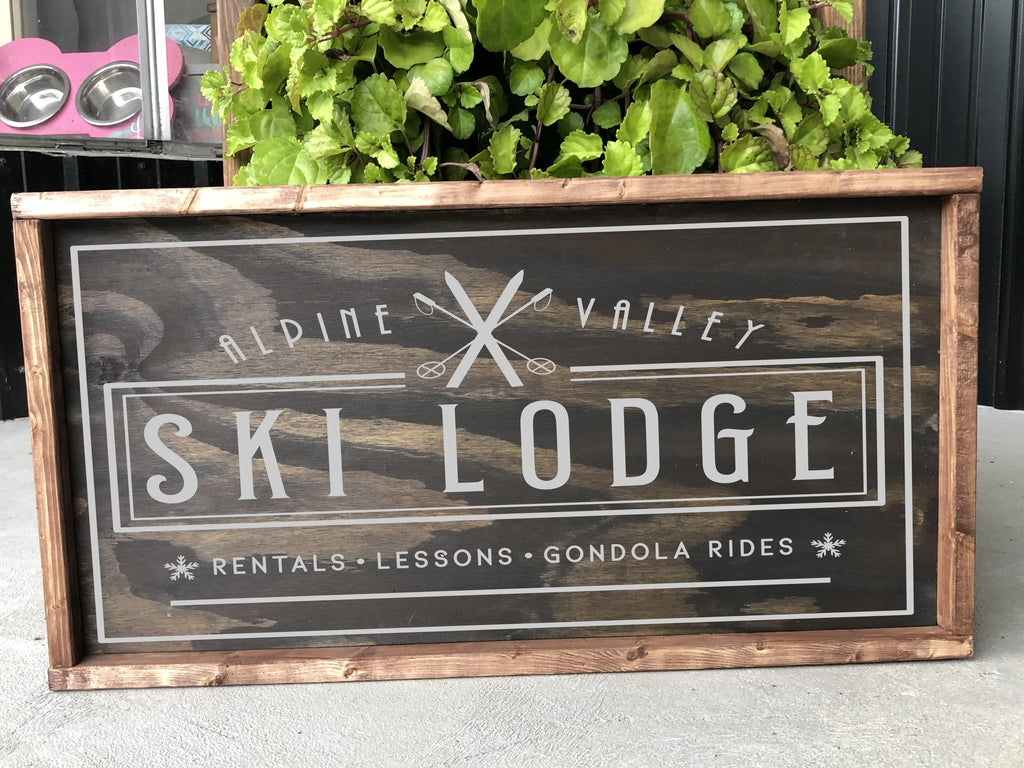 Valley Ski Lodge Framed Sign
